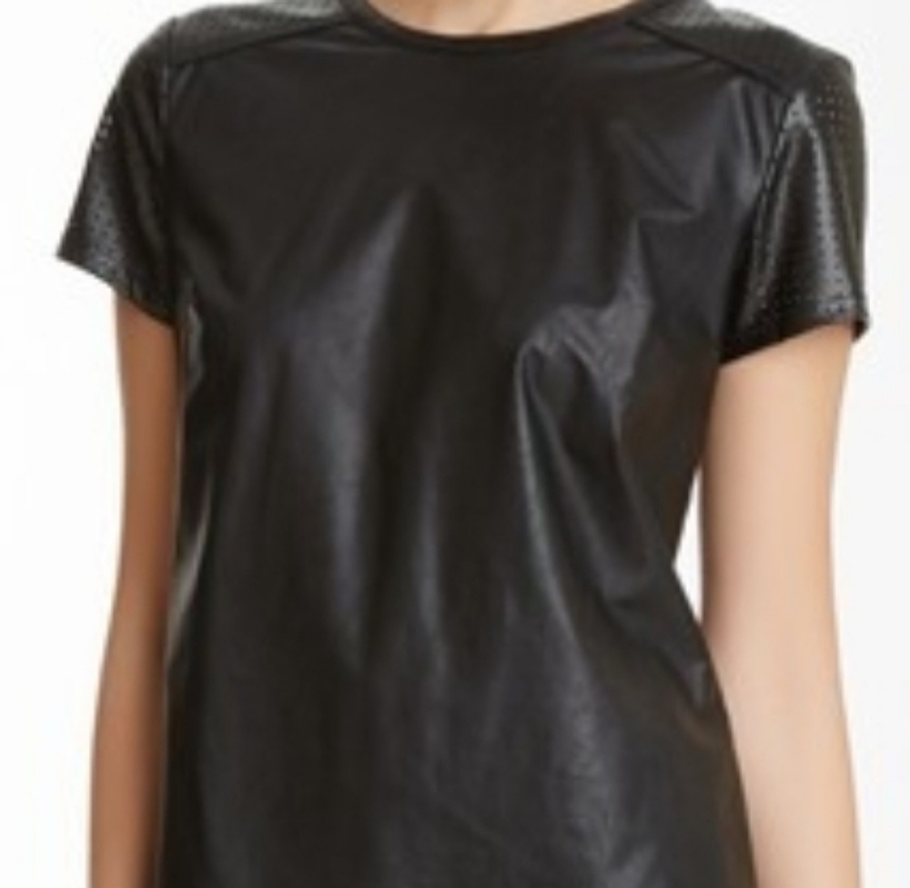 Faux leather top